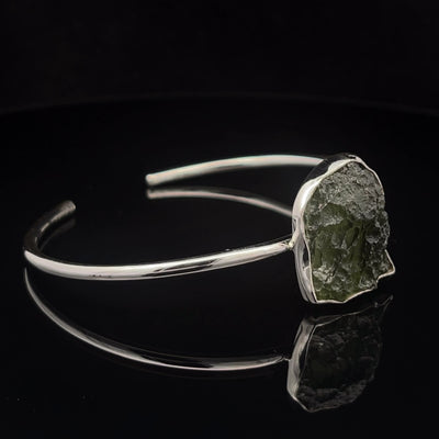 Sterling Silver Moldavite Cuff Bracelet