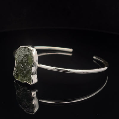 Sterling Silver Moldavite Cuff Bracelet