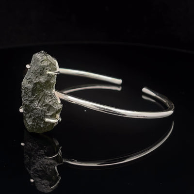 Sterling Silver Moldavite Cuff Bracelet