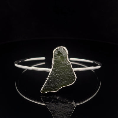 Sterling Silver Moldavite Cuff Bracelet