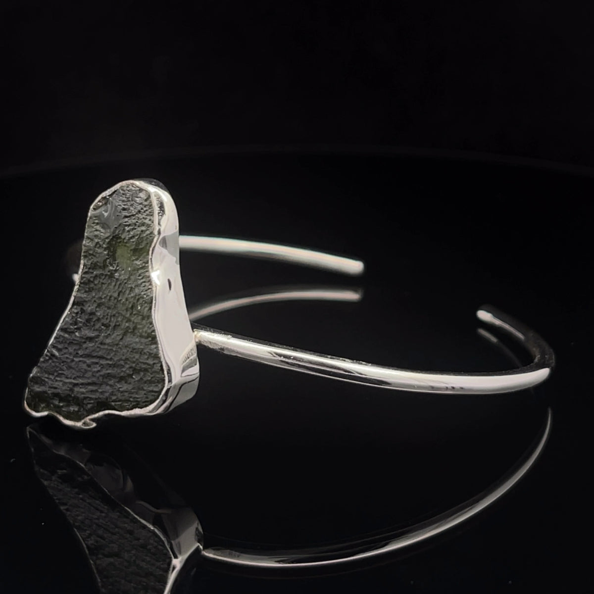Sterling Silver Moldavite Cuff Bracelet