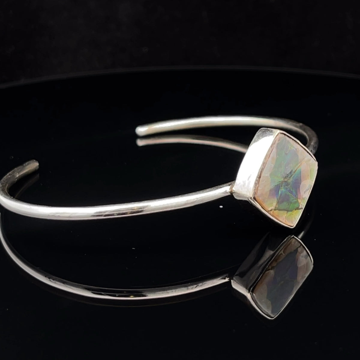 Sterling Silver Ammolite Cuff Bracelet