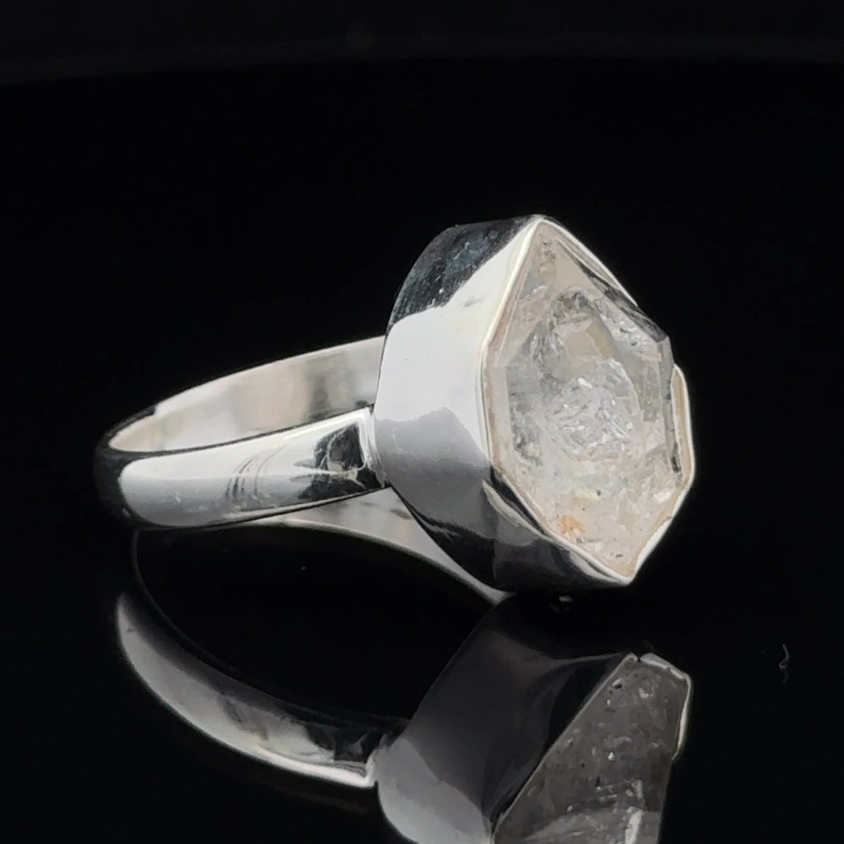 Sterling Silver Herkimer Diamond Ring Size 10