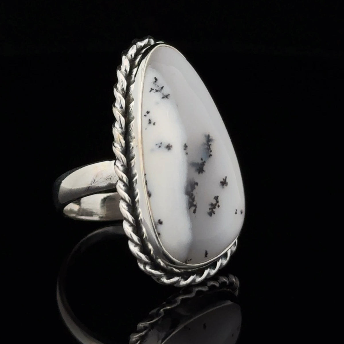 Sterling Silver Dendritic Opal Ring Size 6.5