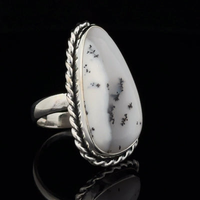 Sterling Silver Dendritic Opal Ring Size 6.5