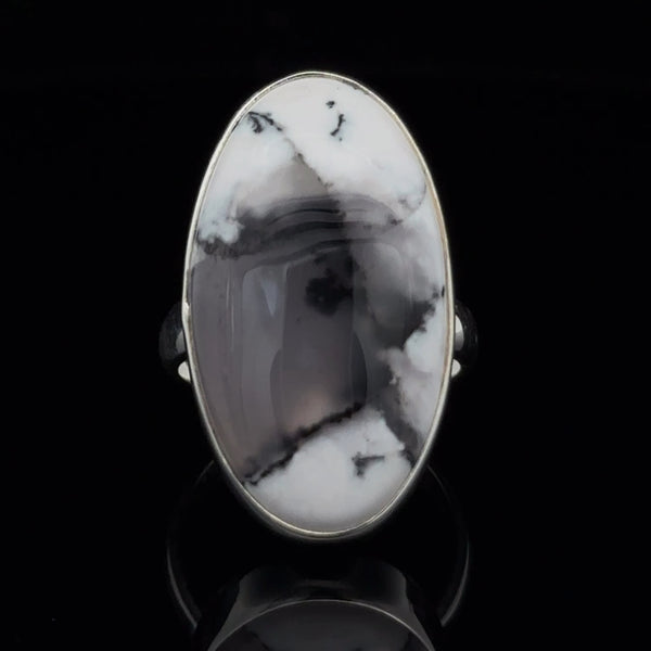 Sterling Silver Dendritic Opal Ring Size 6.5