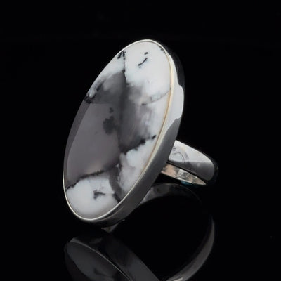 Sterling Silver Dendritic Opal Ring Size 6.5