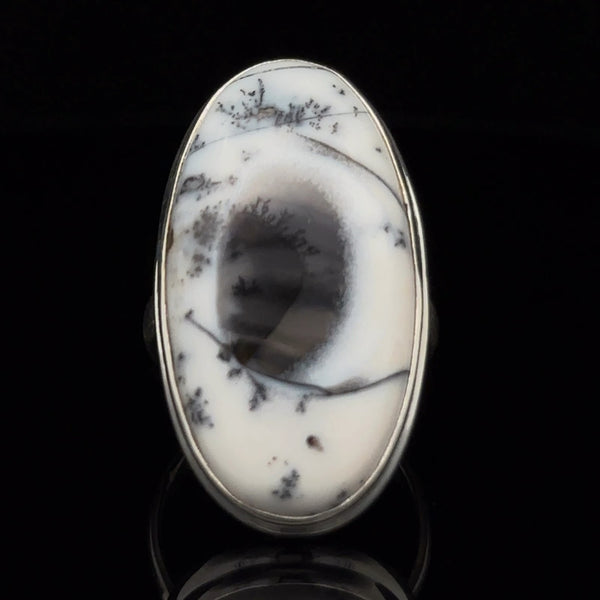 Sterling Silver Dendritic Opal Ring Size 7