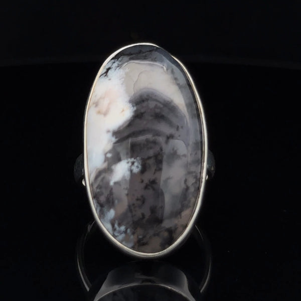 Sterling Silver Dendritic Opal Ring Size 7