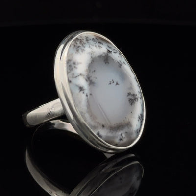 Sterling Silver Dendritic Opal Ring Size 9.5