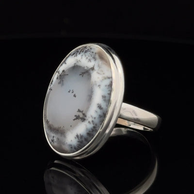 Sterling Silver Dendritic Opal Ring Size 9.5