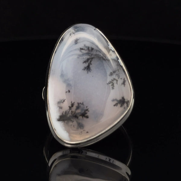 Sterling Silver Dendritic Opal Ring Size 11