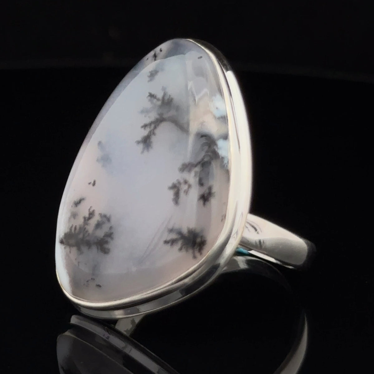 Sterling Silver Dendritic Opal Ring Size 11
