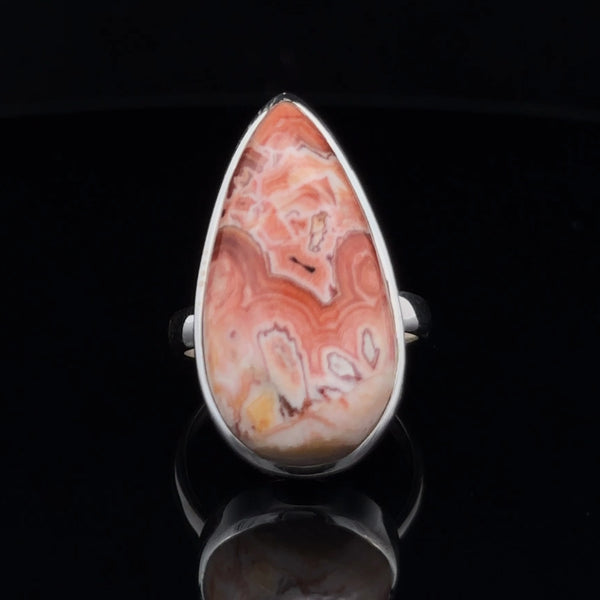 Sterling Silver Crazy Lace Agate Ring Size 7