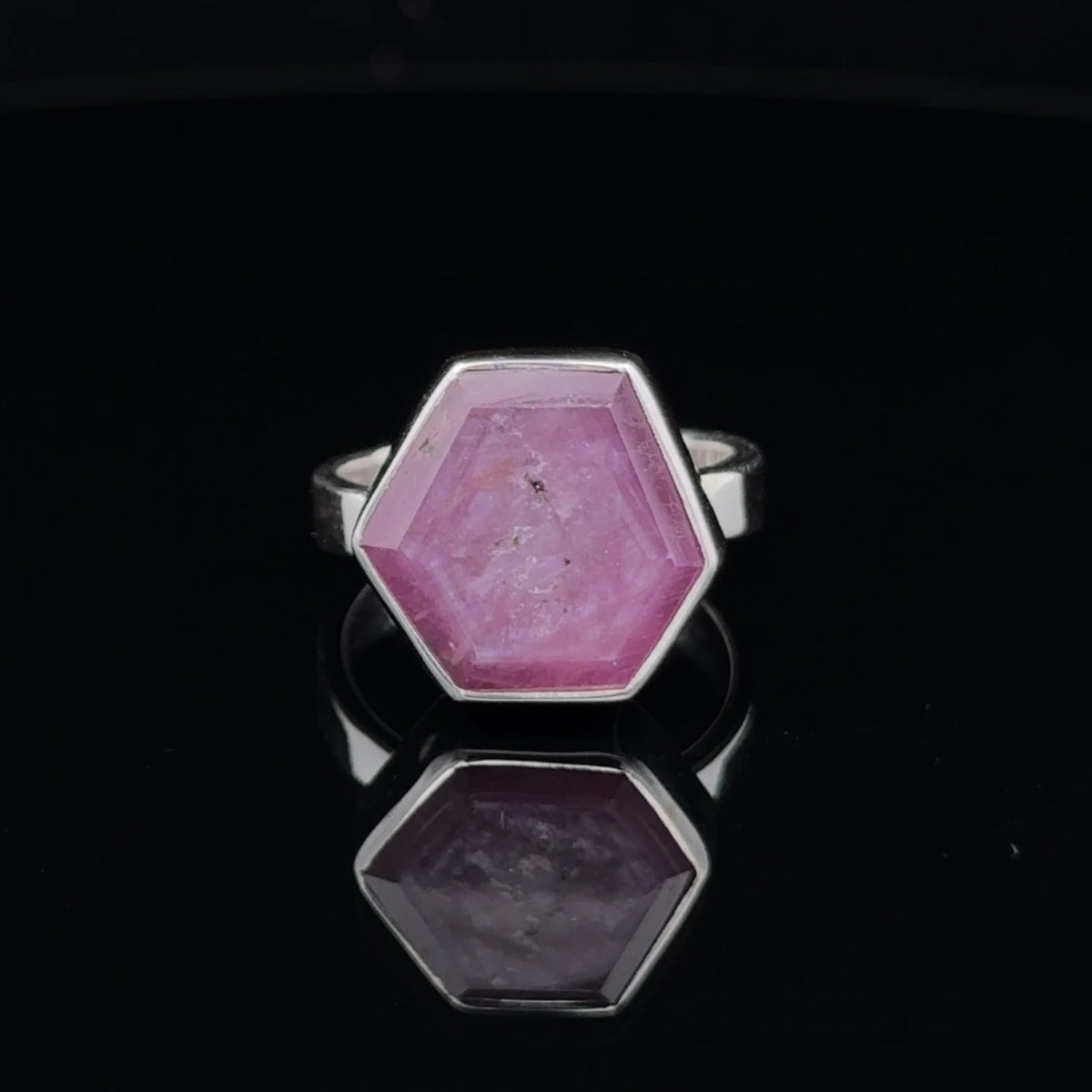 Sterling Silver Star Ruby Ring Size 6