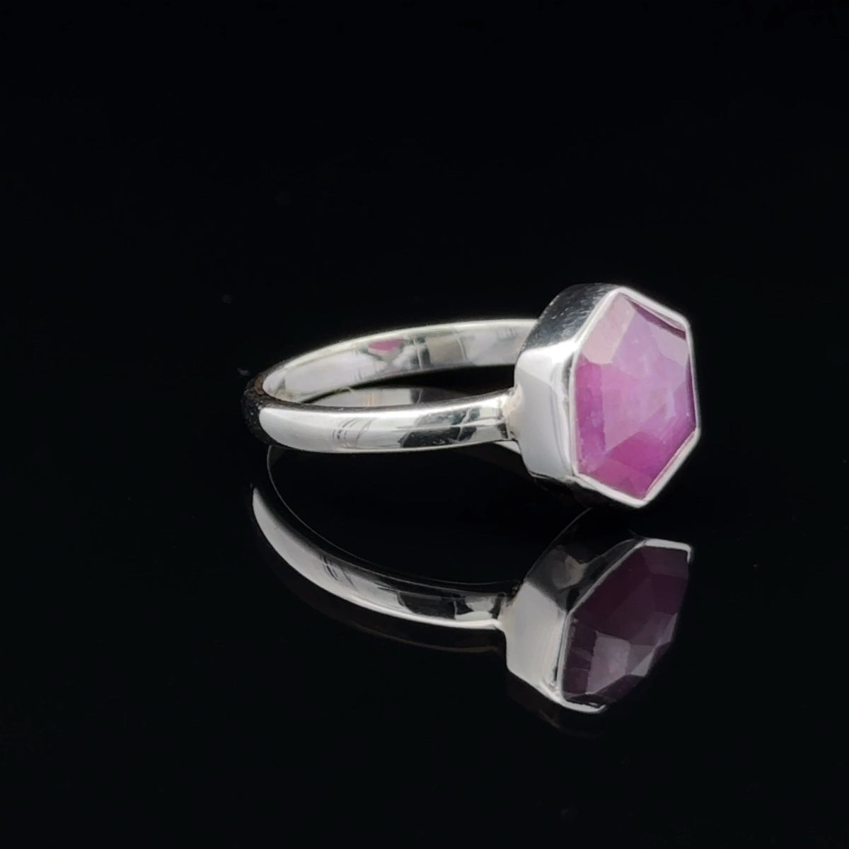 Sterling Silver Star Ruby Ring Size 7