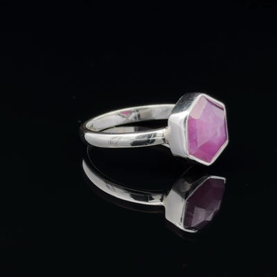 Sterling Silver Star Ruby Ring Size 7