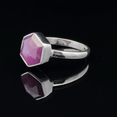 Sterling Silver Star Ruby Ring Size 7