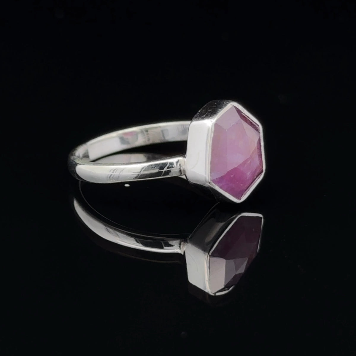 Sterling Silver Star Ruby Ring Size 7