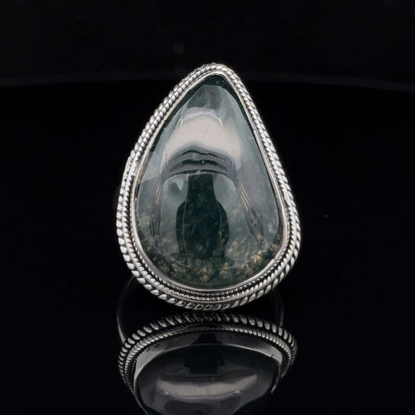 Sterling Silver Moss Agate Ring Size 7