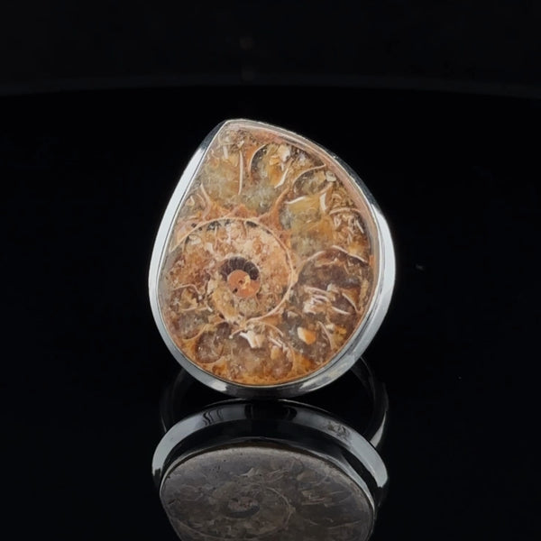 Sterling Silver Ammonite Ring Size 5