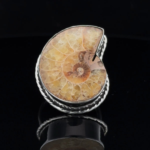 Sterling Silver Ammonite Ring Size 7