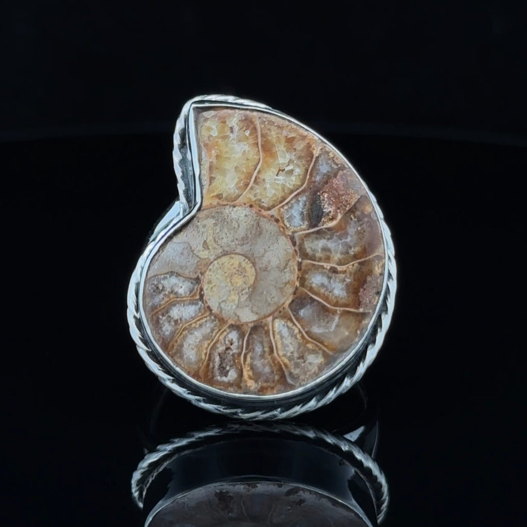 Sterling Silver Ammonite Ring Size 9