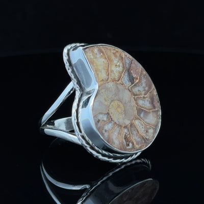 Sterling Silver Ammonite Ring Size 9