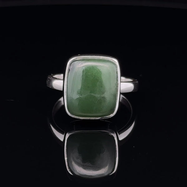 Sterling Silver Nephrite Jade Ring Size 7