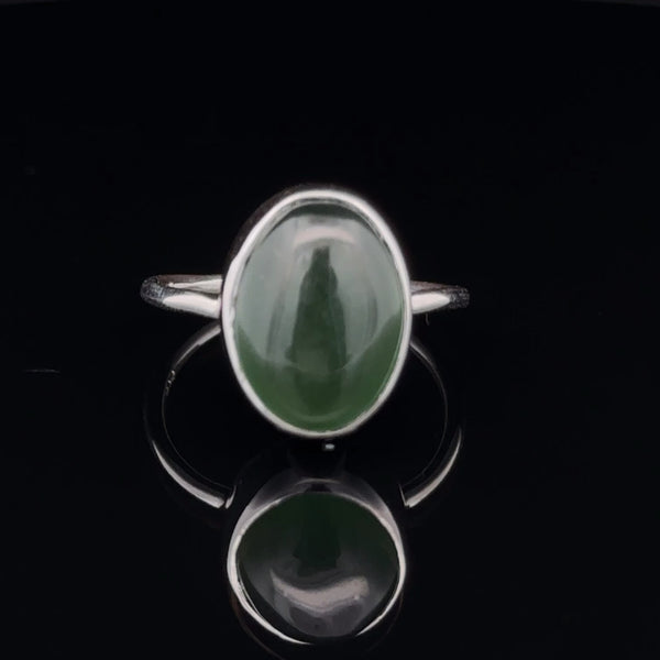 Sterling Silver Nephrite Jade Ring Size 7