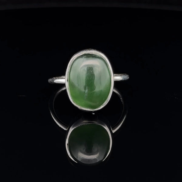 Sterling Silver Nephrite Jade Ring Size 7