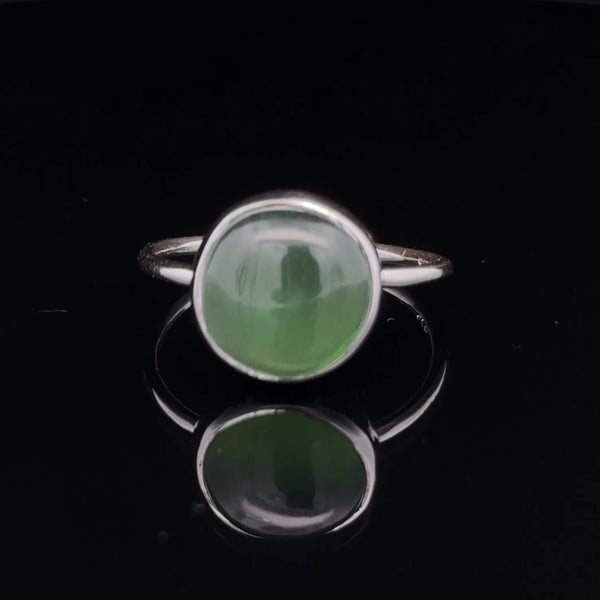 Sterling Silver Nephrite Jade Ring Size 9