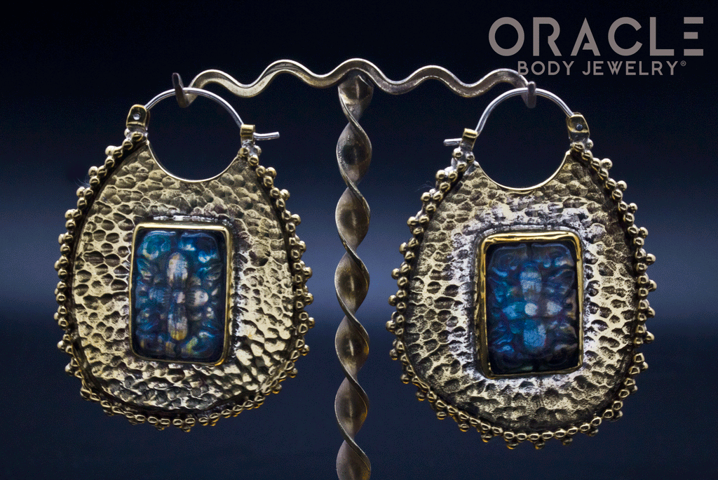 Gallery with Carved Labradorite Flowers