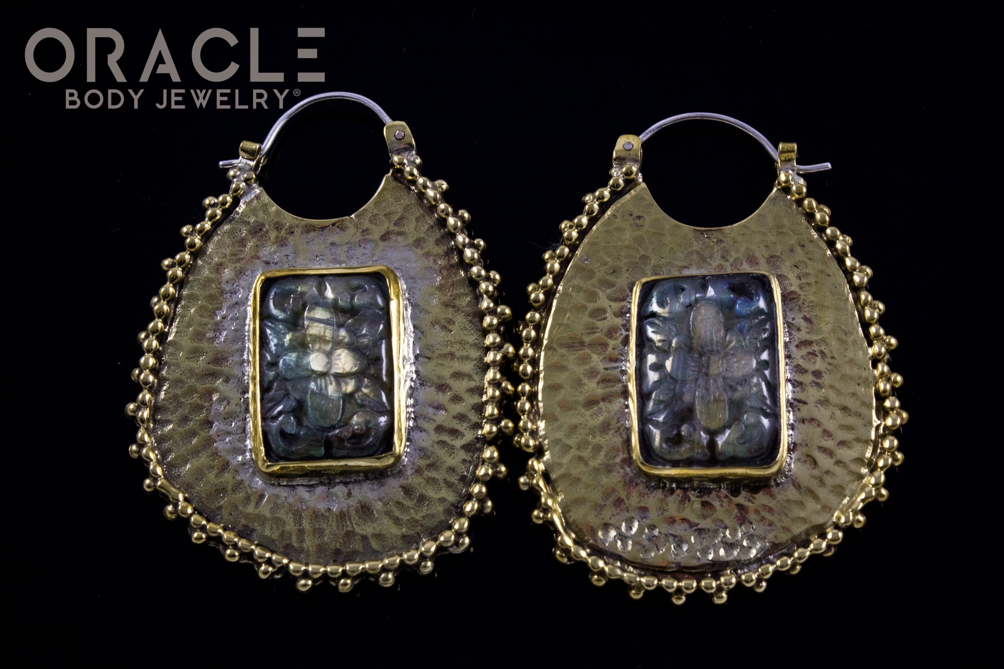 Gallery with Carved Labradorite Flowers