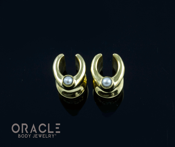 0g (8mm) Brass Saddles with Pearls
