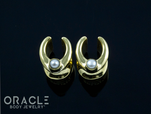 0g (8mm) Brass Saddles with Pearls