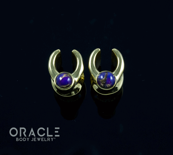 0g (8mm) Brass Saddles with Copper Purple Turquoise