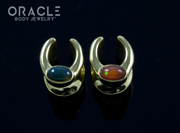 0g (8mm) Brass Saddles with Ethiopian Opals