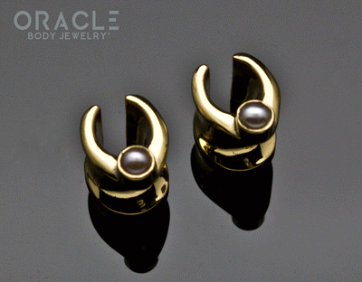 0g (8mm) Brass Saddles with Pearls