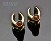 0g (8mm) Brass Saddles with Black Synthetic Opal
