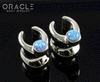 0g (8mm) White Brass Saddles with Blue Synthetic Opals