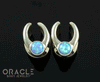 0g (8mm) White Brass Saddles with Synthetic Blue Opals
