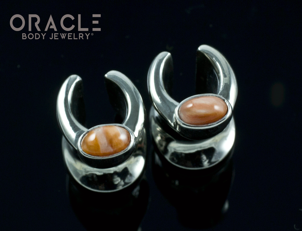 0g (8mm) White Brass Saddles with Spiny Oyster
