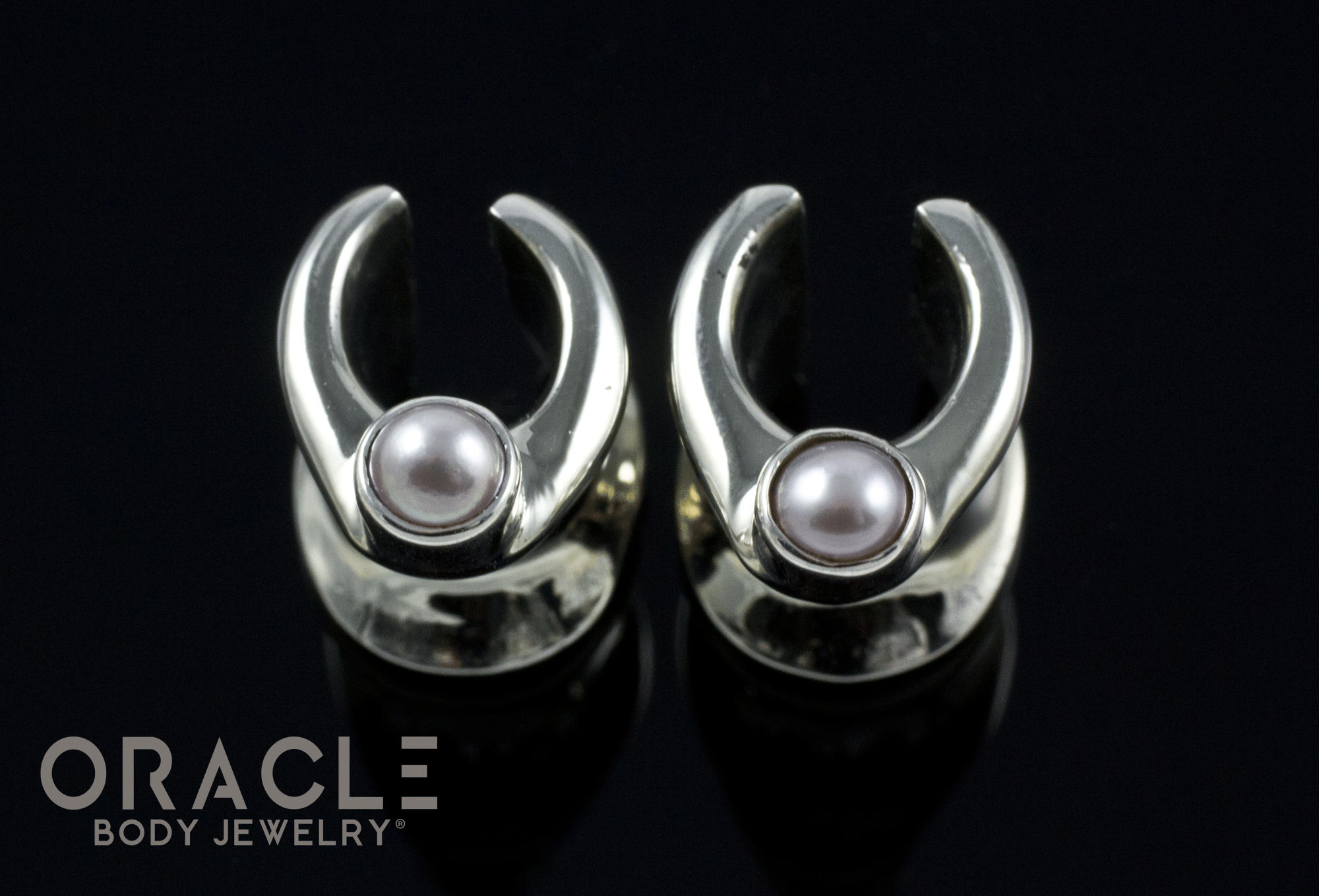 0g (8mm) White Brass Saddles with Pearls