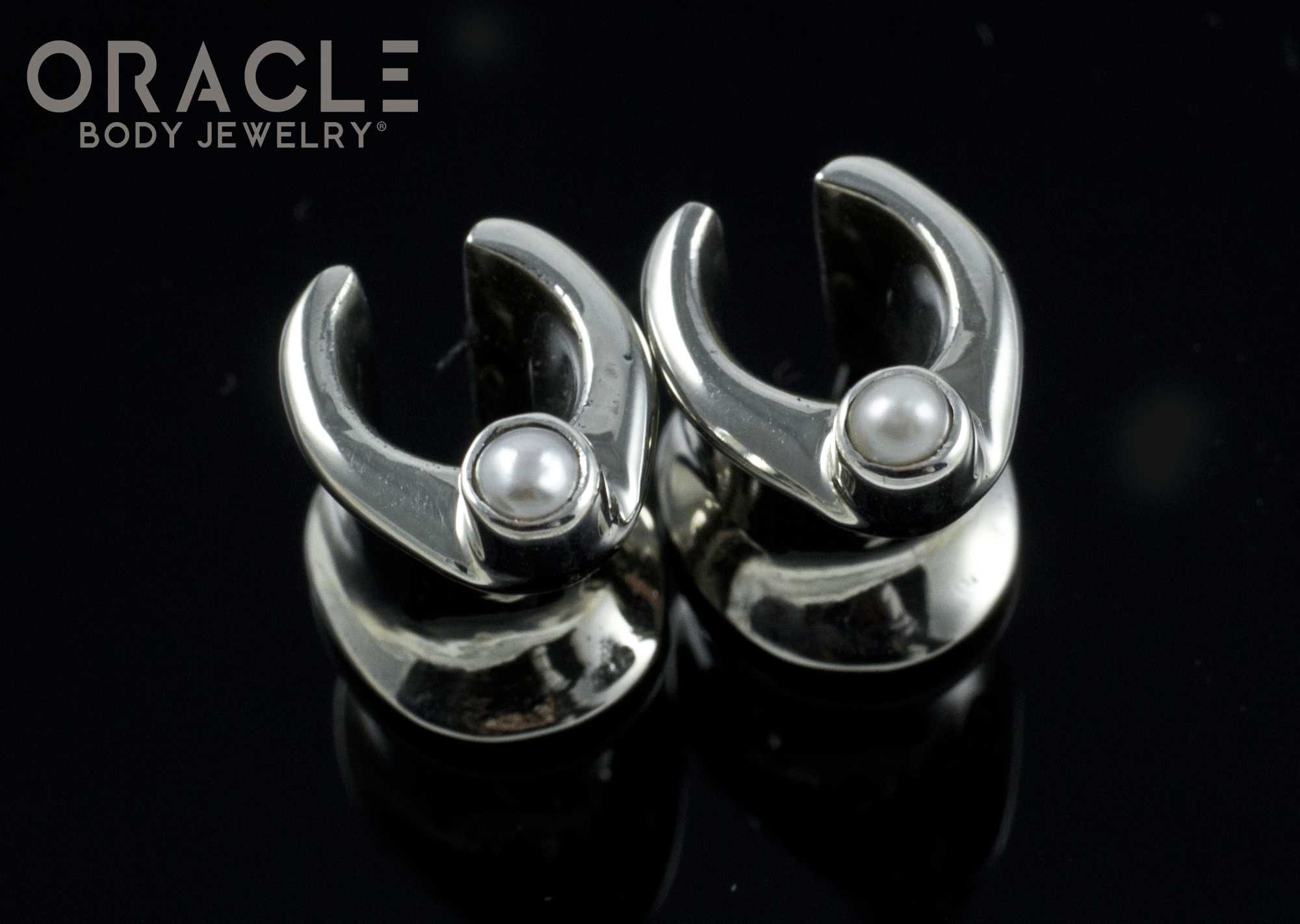 0g (8mm) White Brass Saddles with Pearls