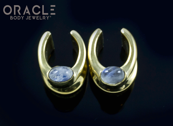 00g (9.5mm) Brass Saddles with Moonstone