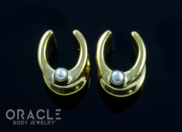 00g (9.5mm) Brass Saddles with Pearls