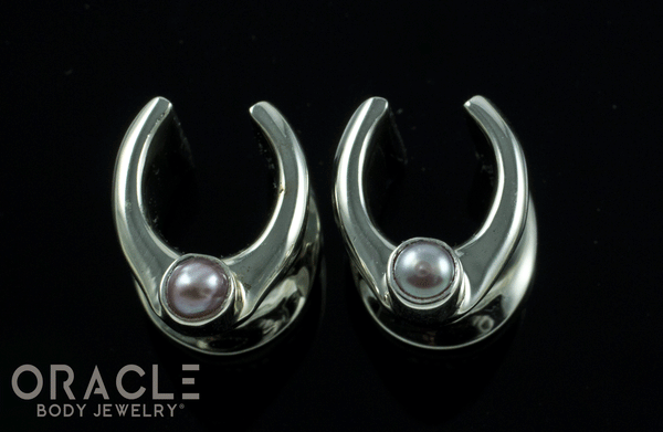 00g (9.5mm) White Brass Saddles with Pearls