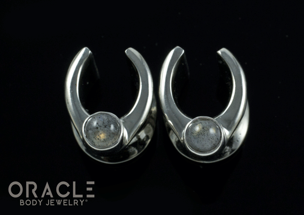 00g (9.5mm) White Brass Saddles with Labradorite