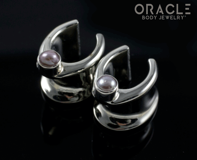 00g (9.5mm) White Brass Saddles with Pearls